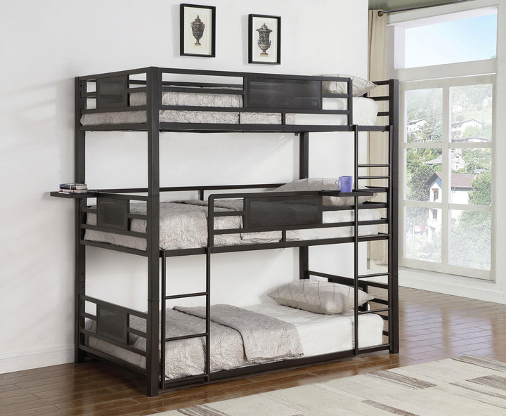 Coaster Furniture 460394T Rogen Metal Twin Triple Bunk Bed Dark Bronze