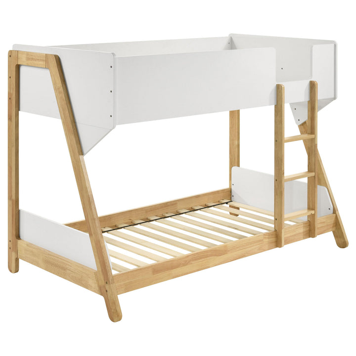 Coaster Furniture 460510 Wyatt Wood Twin Over Twin Bunk Bed White and Natural