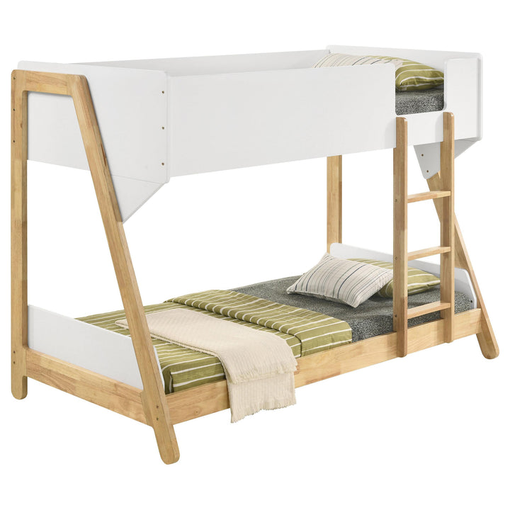 Coaster Furniture 460510 Wyatt Wood Twin Over Twin Bunk Bed White and Natural