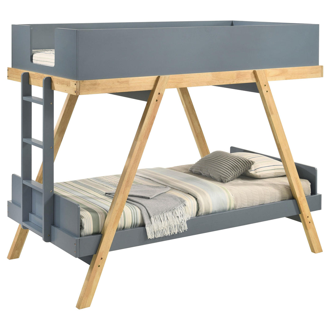 Coaster Furniture 460572T-SM Frankie Twin Over Twin Bunk Bed with 7-inch Mattresses Blue