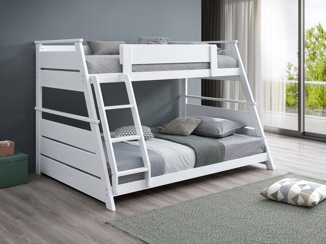 Coaster Furniture 460593WHT Holden Wood Veneer Twin Over Full Bunk Bed White