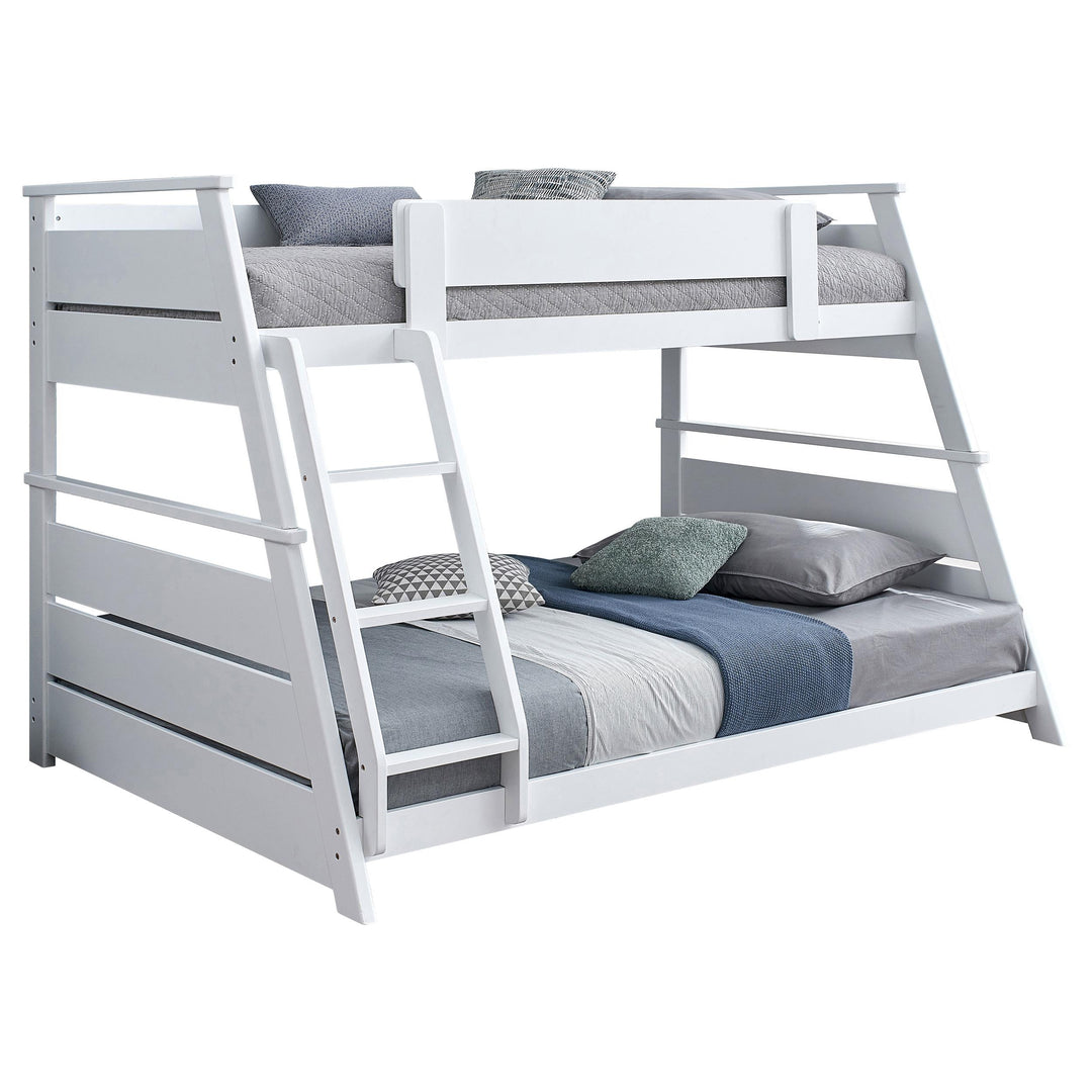 Coaster Furniture 460593WHT Holden Wood Veneer Twin Over Full Bunk Bed White