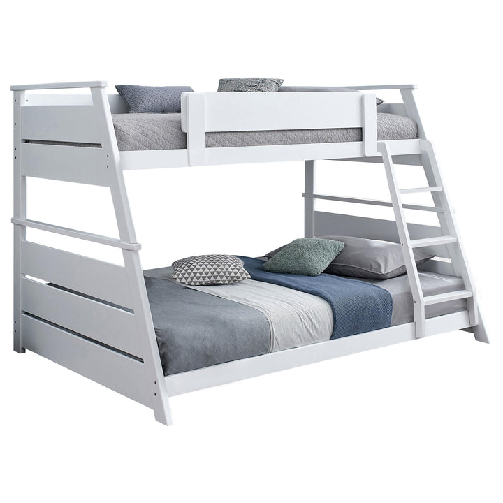 Coaster Furniture 460593WHT Holden Wood Veneer Twin Over Full Bunk Bed White
