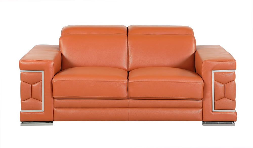 DivanItalia 692 3-Piece Sofa Set with Adjustable Headrest in Top-Grain Italian Leather - Camel