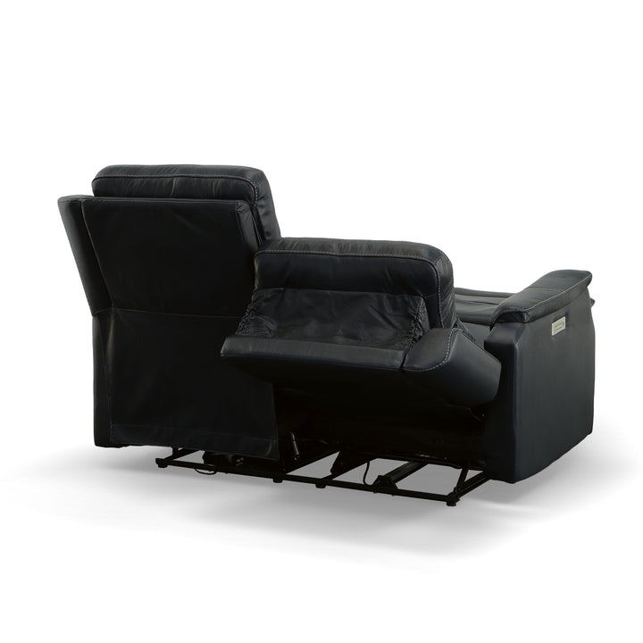 Easton Leather Power Reclining Loveseat with Power Headrests &amp; Lumbar in Ocean