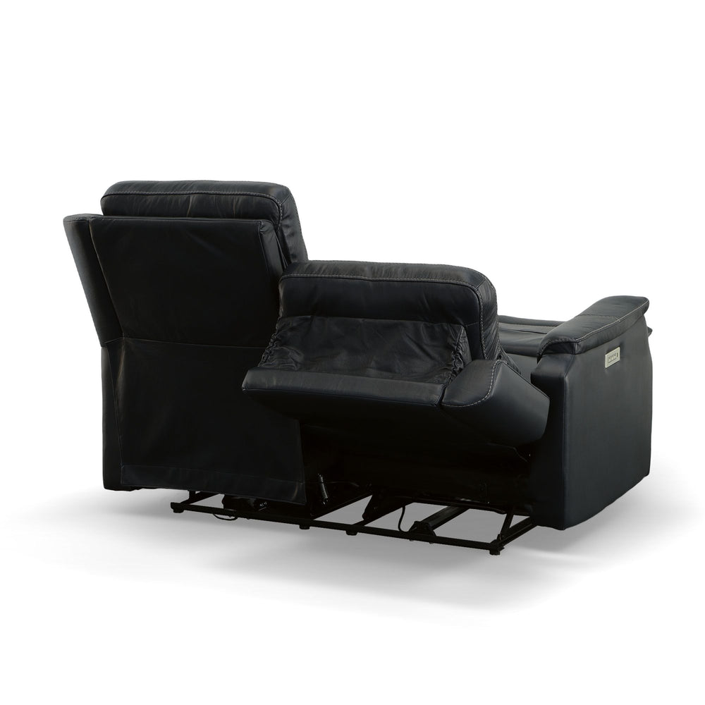 Easton Leather Power Reclining Loveseat with Power Headrests & Lumbar in Ocean