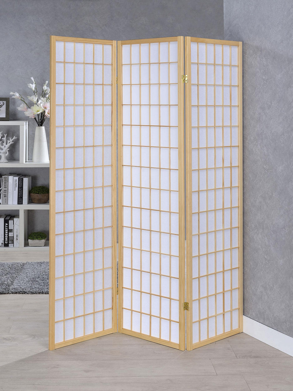 Coaster Furniture 4621 Carrie 3-Panel Room Divider Folding Shoji Screen Natural