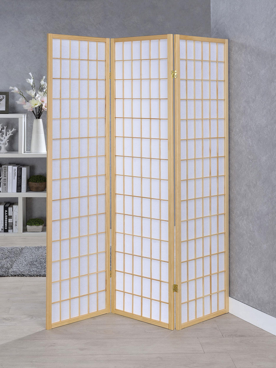 Coaster Furniture 4621 Carrie 3-Panel Room Divider Folding Shoji Screen Natural