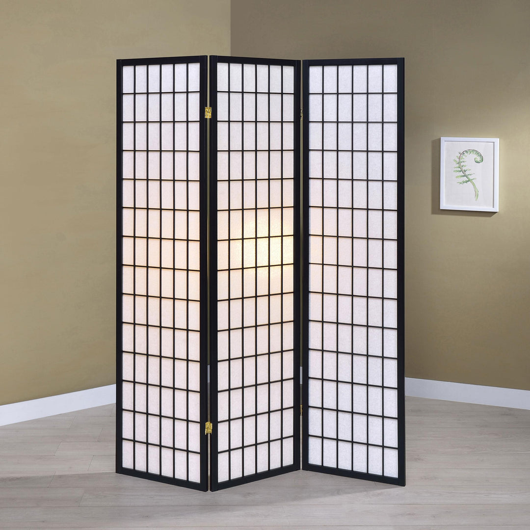 Coaster Furniture 4622 Carrie 3-Panel Room Divider Folding Shoji Screen Black