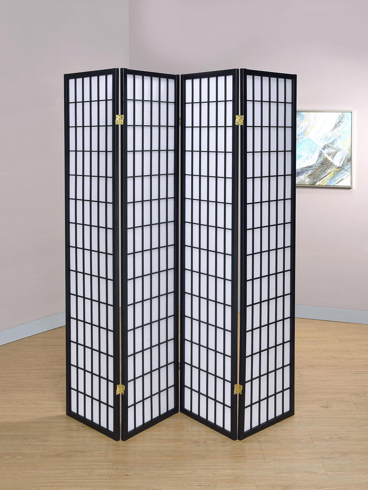 Coaster Furniture 4624 Roberto 4-Panel Room Divider Folding Shoji Screen Black