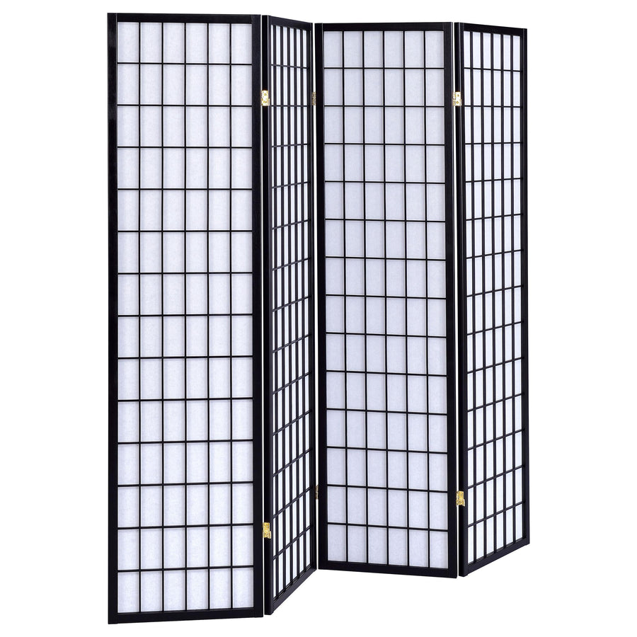 Coaster Furniture 4624 Roberto 4-Panel Room Divider Folding Shoji Screen Black
