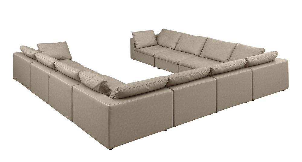 DivanItalia 1100 10-Piece U-Shaped Sectional in Top-Grain Italian Leather - Beige