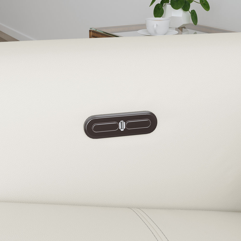 Aurora Leather Power Recliner with Power Headrest in Coconut Milk