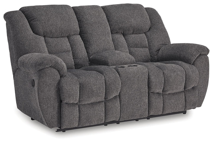 Foreside - Dbl Reclining Loveseat with Console - Charcoal