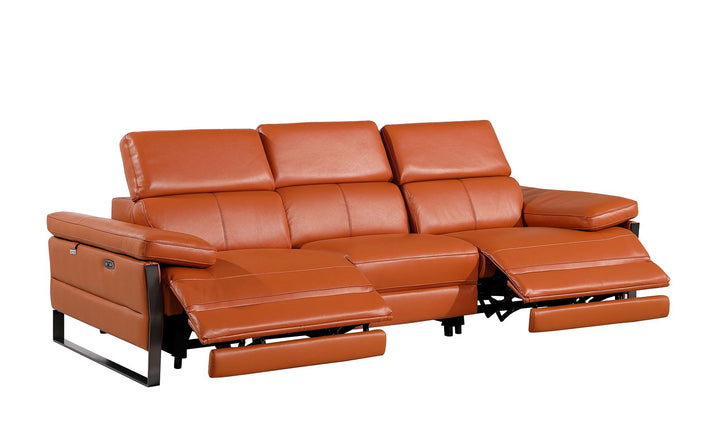 DivanItalia 1246 Modular Power Dual Reclining Sofa with Power Reclining Headrests – Top Grain Italian Leather - Camel