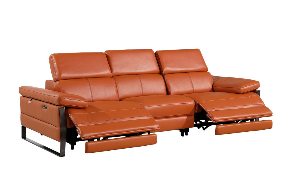 DivanItalia 1246 Modular Power Dual Reclining Sofa with Power Reclining Headrests – Top Grain Italian Leather - Camel