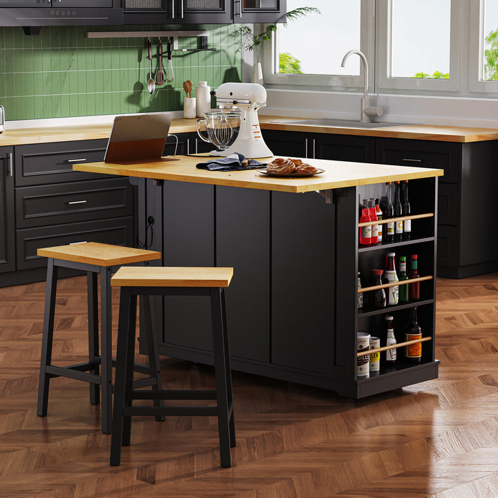 53-inch-black-kitchen-island-cart-with-drop-leaf-and-power-outlet