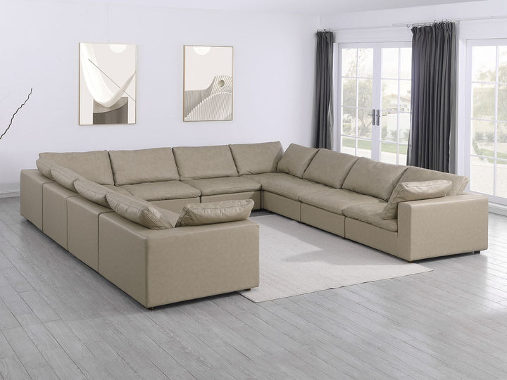 DivanItalia 1100 10-Piece U-Shaped Sectional in Top-Grain Italian Leather - Beige