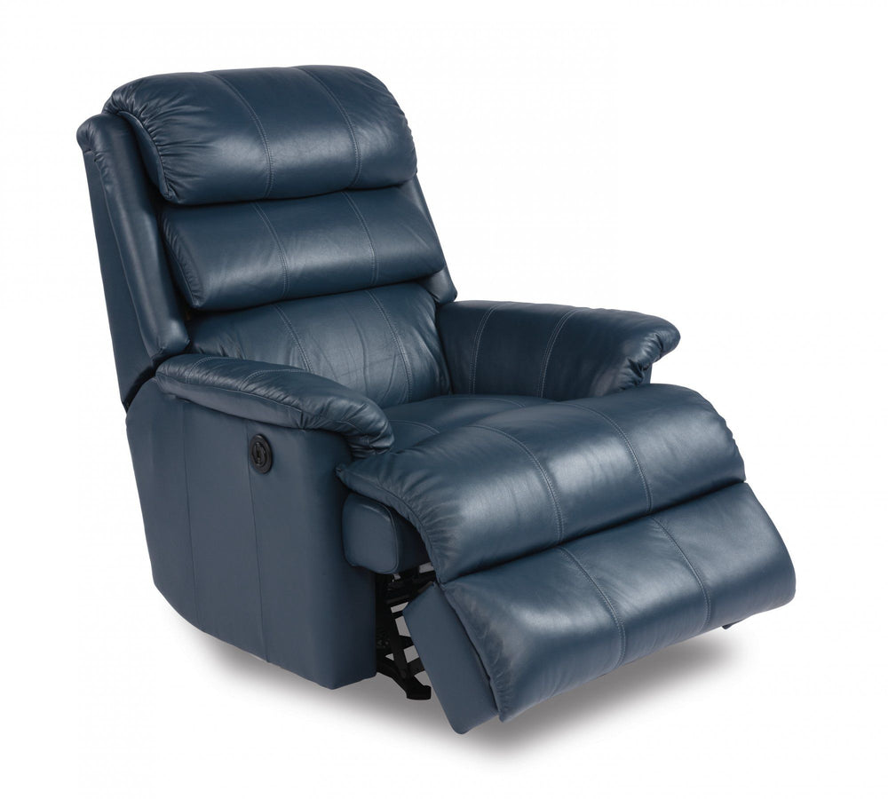 Yukon Leather Power Recliner Blue