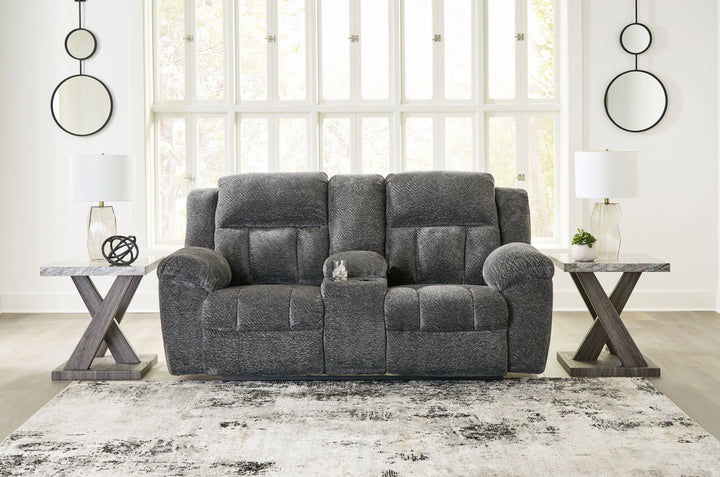 Frohn - Dbl Reclining Loveseat with Console - Graphite
