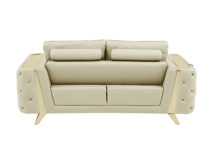 DivanItalia 1050 Loveseat in Top-Grain Italian Leather - Beige