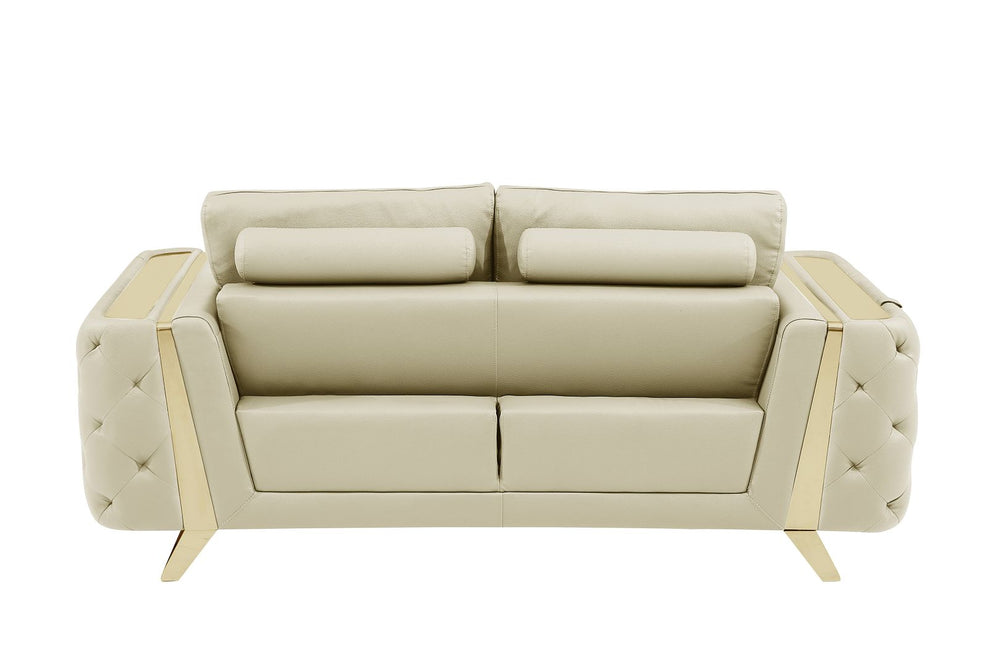 DivanItalia 1050 Loveseat in Top-Grain Italian Leather - Beige