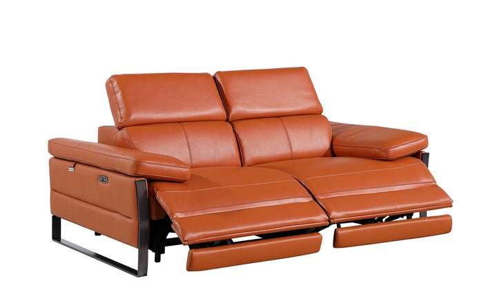 DivanItalia 1246 Top Grain Italian Leather Loveseat with Power Headrest - Camel