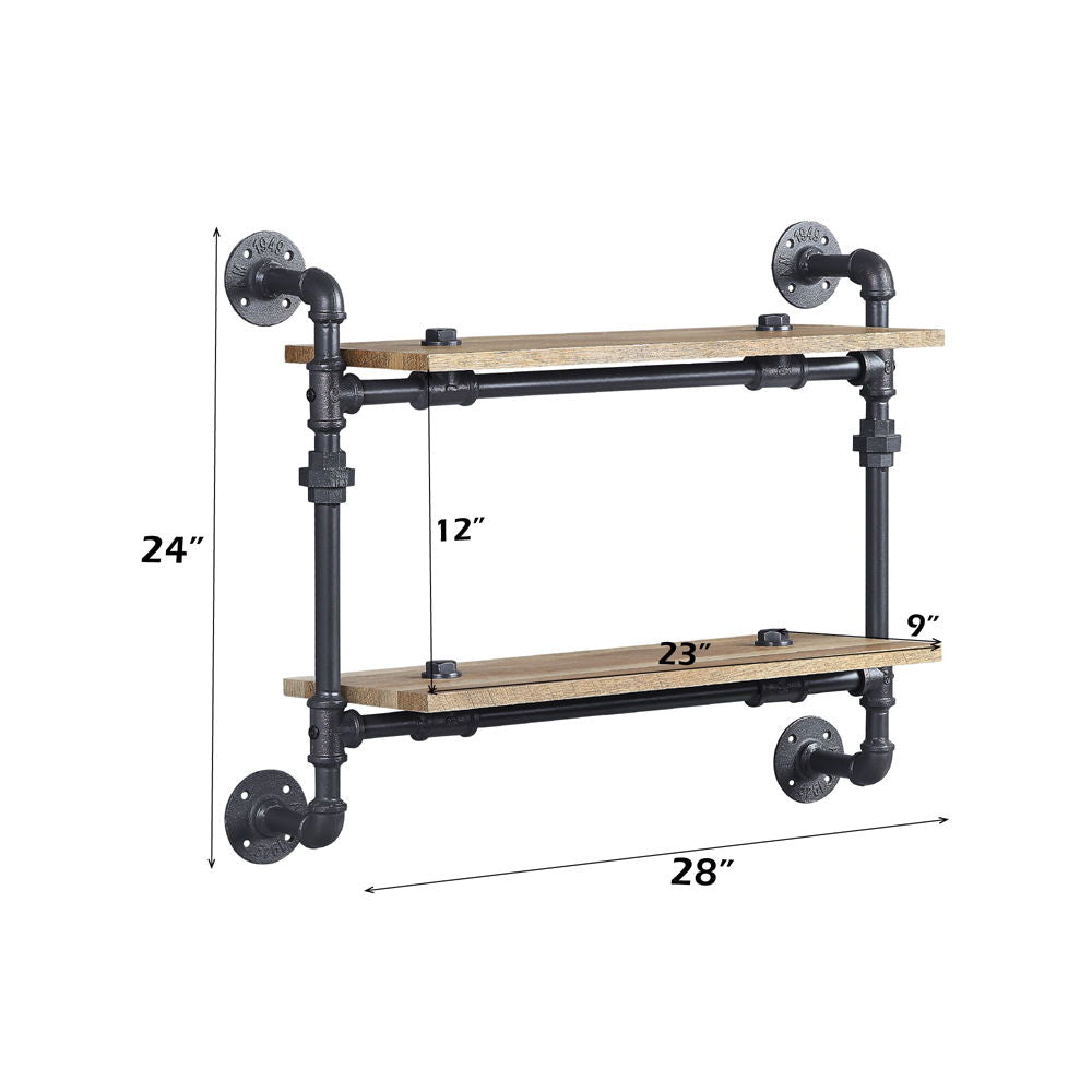 Brantley - Wall Rack With 2 Shelves - Oak & Sandy Black