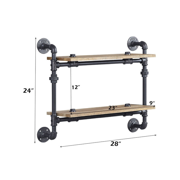 Brantley - Wall Rack With 2 Shelves - Oak & Sandy Black
