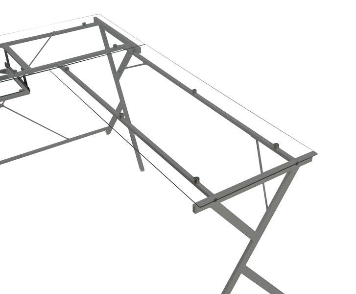 Dazenus - 28" Computer Desk - Clear Glass Top & Silver