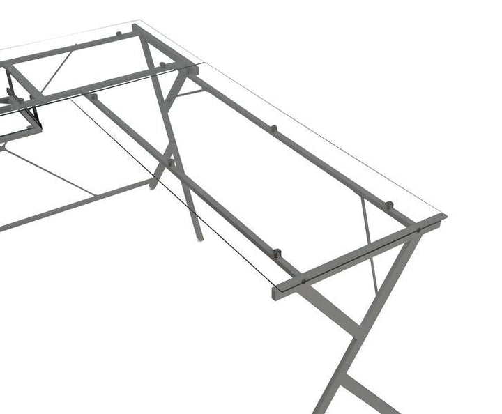 Dazenus - 28" Computer Desk - Clear Glass Top & Silver