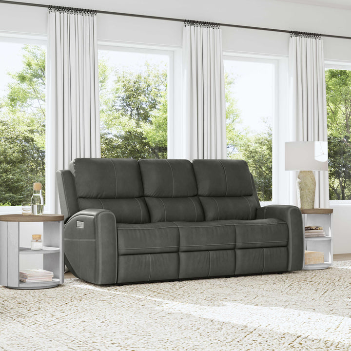 Flexsteel 1043-62PH-94602 Linden  Power Reclining Sofa With Power Headrests & Lumbar  Charcoal