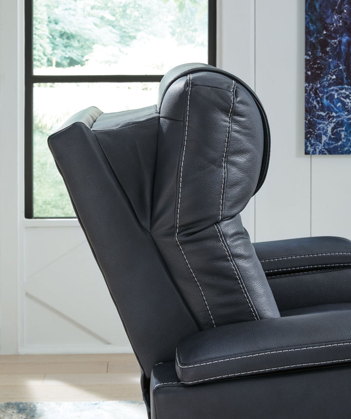 Feazada - Power Recliner With Adj Headrest - Sapphire