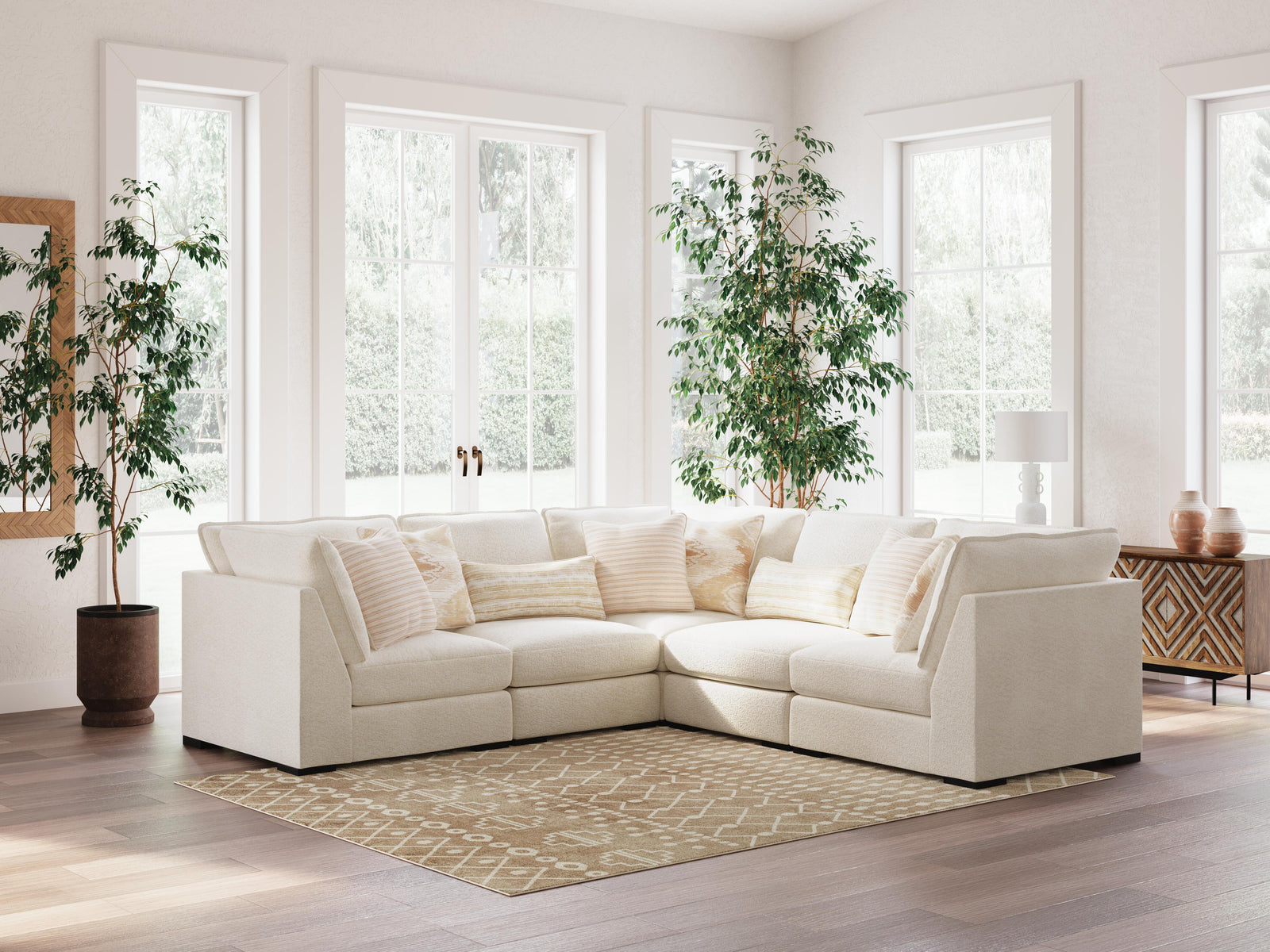 Donelson Creek 5-Piece Sectional - White (2)