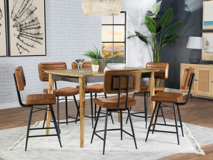 Coaster Furniture Partridge - 7 Piece Counter Dining Set - Sheesham And Camel