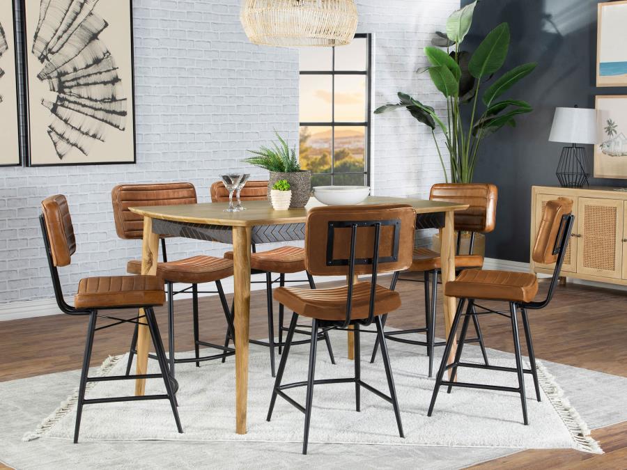 Coaster Furniture Partridge - 7 Piece Counter Dining Set - Sheesham And Camel