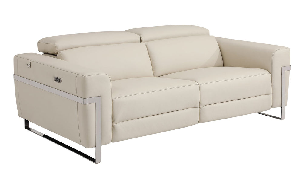 DivanItalia 990 Power Reclining 2-Piece Sofa Set with Power Headrest in Top-Grain Italian Leather - Beige