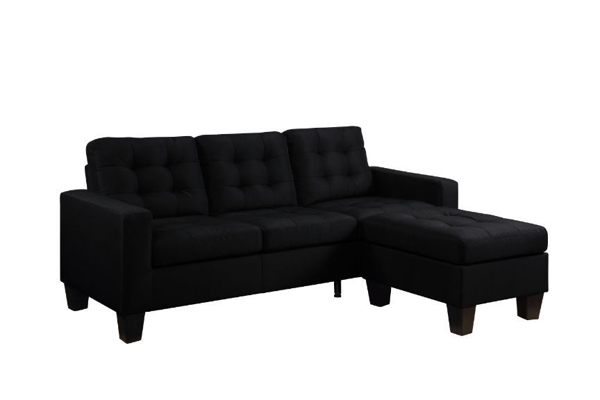 Earsom - Reversible Sofa & Ottoman - Black Linen