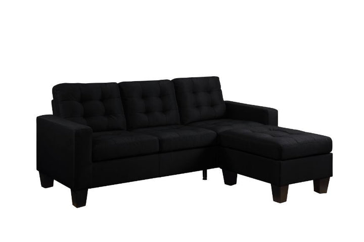 Earsom - Reversible Sofa & Ottoman - Black Linen