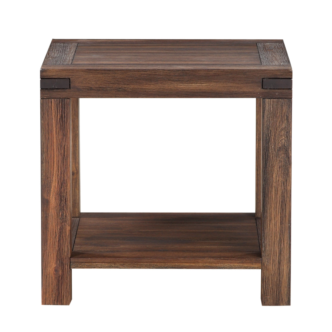 Modus Furniture 3F4122 Meadow Solid Wood Rectangular Side Table In Brick Brown