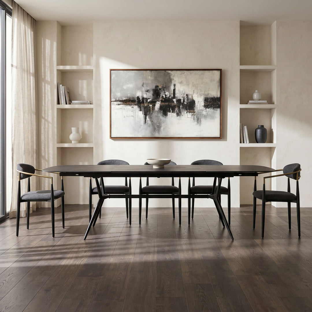 Suzie - Modern Ceramic + Black Ash Extendable Dining Table