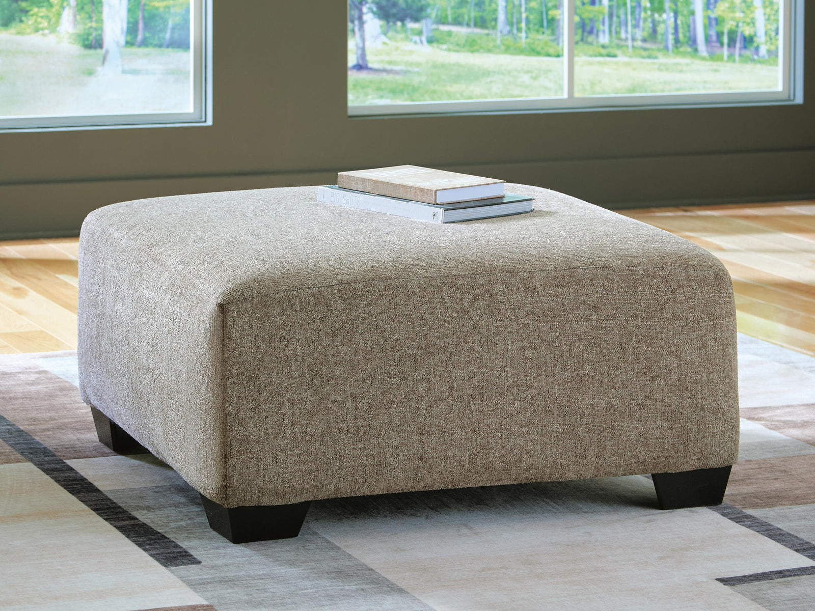 Newellen Oversized Accent Ottoman - Beige (2)