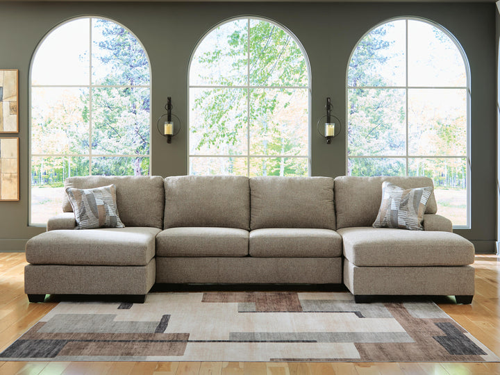 Newellen 3-Piece Sleeper Sectional with Double Chaise - Beige (2)