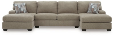 Newellen 3-Piece Sleeper Sectional with Double Chaise - Beige - Beige