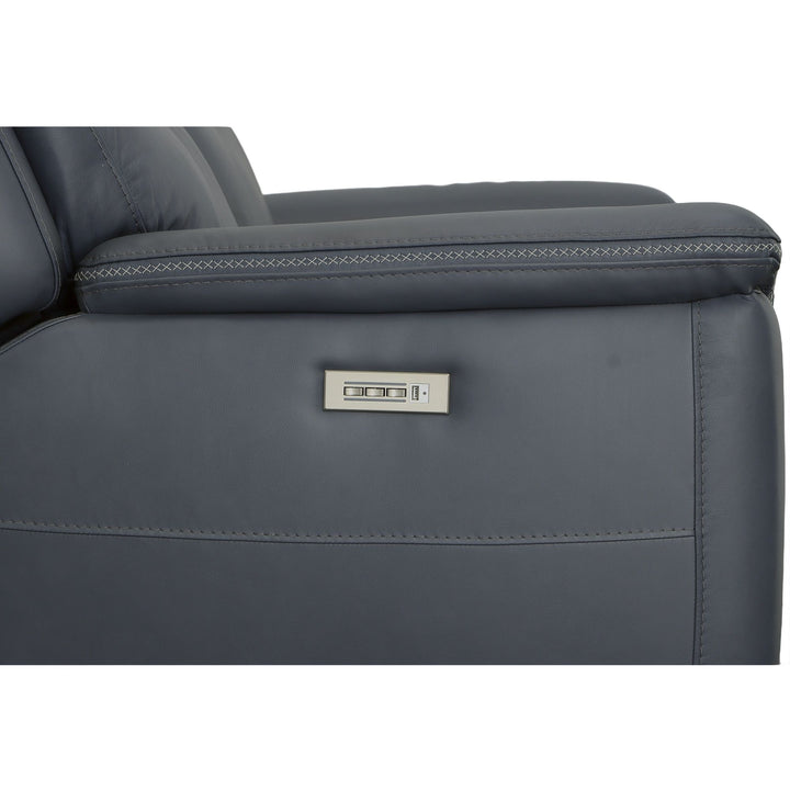 Sawyer Leather Power Reclining Loveseat w/ Pwr Headrests, Lumbar in Marine