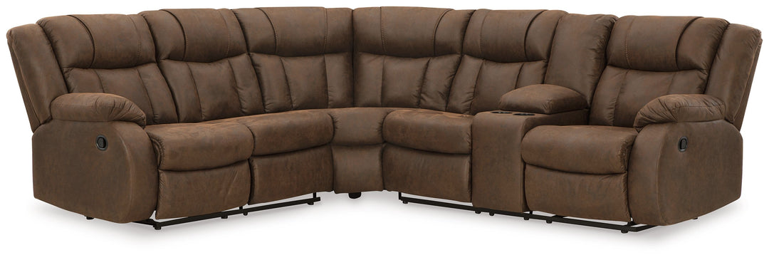Trail Boys - 2-Piece Reclining Sectional With Raf Reclining Loveseat With Console - Walnut by Ashley Furniture product image