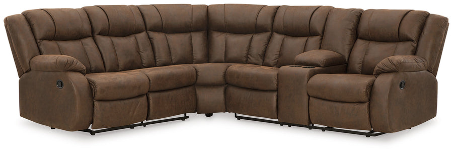 Trail Boys - 2-Piece Reclining Sectional With Raf Reclining Loveseat With Console - Walnut by Ashley Furniture product image