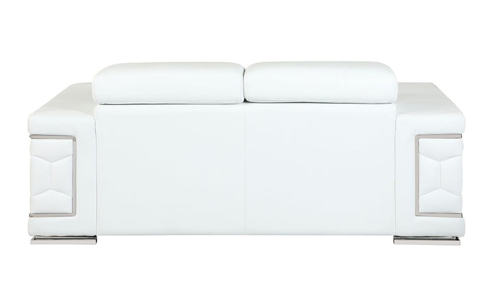 DivanItalia 692 Loveseat with Adjustable Headrest in Top-Grain Italian Leather - White