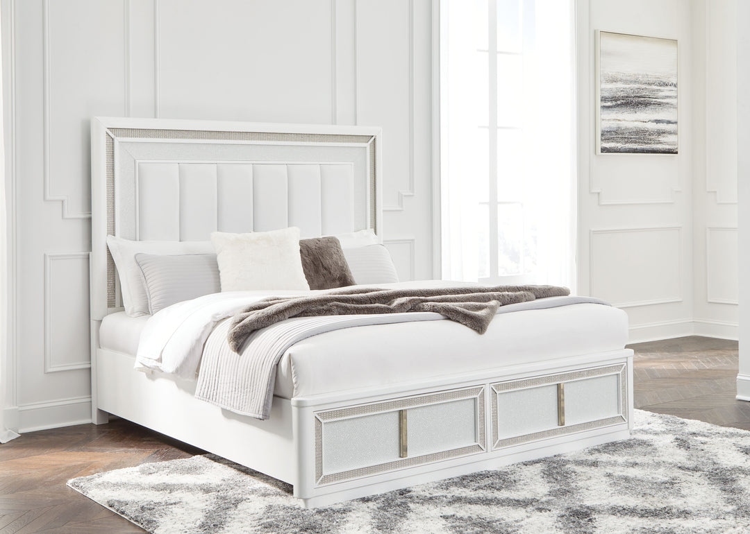 Chalanna - California King Upholstered Storage Bed - White by Ashley Furniture product image