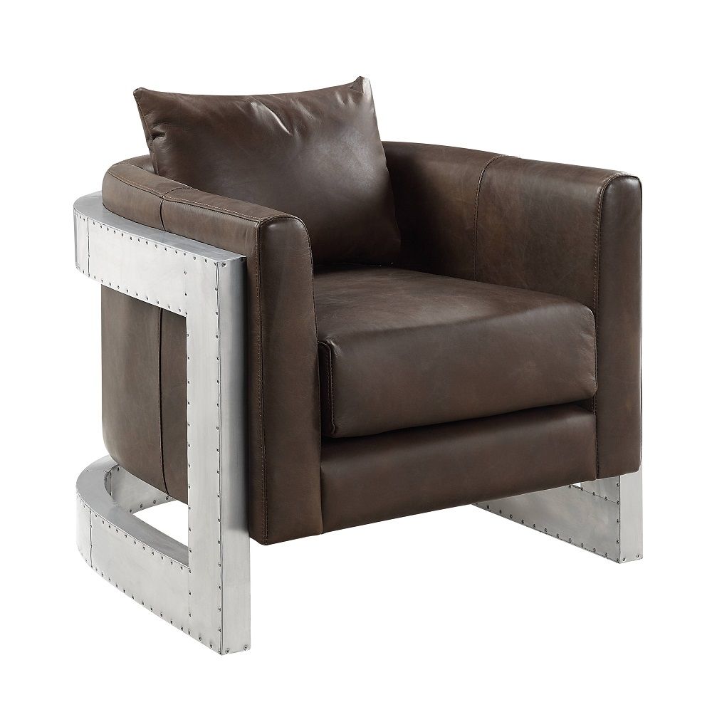 Betla - Accent Chair - Espresso Top Grain Leather & Aluminum